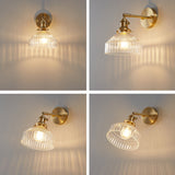Load image into Gallery viewer, Ribbed Glass Wall Light Sconce in Gold Finish for Bedroom