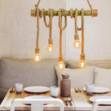 Load image into Gallery viewer, Industrial Vintage Island Pendant Light with Rope Wood Decoration