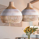 Load image into Gallery viewer, White Rattan Pendant Light Woven Rattan Lampshade 50CM