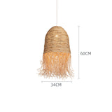 Load image into Gallery viewer, Rattan Weaving Dome Pendant Light Fixture with Fringe