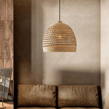 Load image into Gallery viewer, Handwoven Rattan Bell Pendant Light Rustic