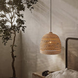 Load image into Gallery viewer, Handwoven Rattan Bell Pendant Light Rustic