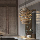 Load image into Gallery viewer, Vintage Spiral Rattan Pendant Light