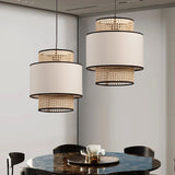 Load image into Gallery viewer, Linen Lampshade Rattan Weaving Pendant Lights