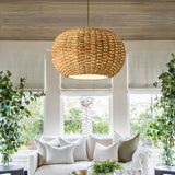 Load image into Gallery viewer, Rattan Straw Penedant Lights Round Lampshade