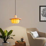 Load image into Gallery viewer, Modern Wood Pendant Light with Yellow Resin Shade