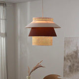 Load image into Gallery viewer, Rattan Cylinder Pendant Lights with Fabric Shade