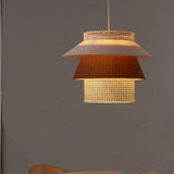 Load image into Gallery viewer, Rattan Cylinder Pendant Lights with Fabric Shade