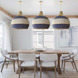 Load image into Gallery viewer, Handwoven Blue White Rattan Pendant Light Design Trends