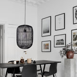 Load image into Gallery viewer, Boho Black Rattan Pendant Light For Kitchen Island Dining Room