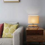 Load image into Gallery viewer, Bedside Wooden Nightstand Table Lamp with Oval Base and Fabric Shade