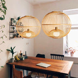 Load image into Gallery viewer, Traditional Bamboo Pendant Hanging Light Fixture Country Crafts