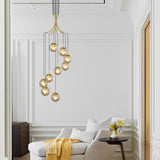 Load image into Gallery viewer, Glass Pendant Light Bubble Spiral Staircase Ball Brass Chandelier