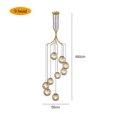 Load image into Gallery viewer, Glass Pendant Light Bubble Spiral Staircase Ball Brass Chandelier
