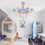 Load image into Gallery viewer, Macaron Crystal Chandelier European Candle Pendant Light Cartoon Princess Room