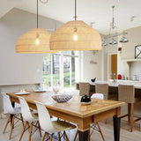 Load image into Gallery viewer, Rattan Domed Bedroom Pendant Lamp
