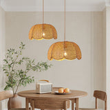 Load image into Gallery viewer, Rattan Scalloped Dome Pendant Lampshade Simplicity