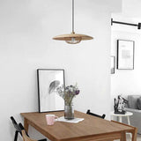 Load image into Gallery viewer, Iron Wire Domed Pendant Light with Wooden Shade
