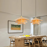 Load image into Gallery viewer, Bamboo Tiered Pendant Lamp Wicker