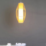 Load image into Gallery viewer, Bamboo Beige Elongated Oval Drop Pendant Lamp