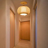 Load image into Gallery viewer, Bamboo Drum Flush Ceiling Light