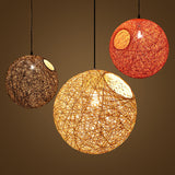 Load image into Gallery viewer, Rattan Globe Suspension Light Contemporary Single-Bulb