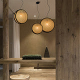 Load image into Gallery viewer, Beige Circle Rattan Hanging Ceiling Light