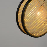 Load image into Gallery viewer, Beige Circle Rattan Hanging Ceiling Light