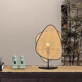 Load image into Gallery viewer, Metal Table Light Linear Shape Table Lamp with Rattan Shade for Bedroom