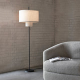 Load image into Gallery viewer, White Modern Metal Floor Lamp with Fabric Shade