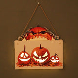 Load image into Gallery viewer, Halloween Door Sign with Lights Horror Pumpkin Wooden