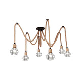 Load image into Gallery viewer, Spherical Cage Rope 6-Lights Brown Pendant Lighting Fixture