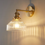 Load image into Gallery viewer, Ribbed Glass Wall Light Sconce in Gold Finish for Bedroom