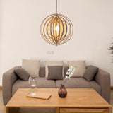 Load image into Gallery viewer, Handcrafted Wood Round Globe Pendant Lampshade