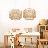 Load image into Gallery viewer, Natural Bamboo Dining Room Pendant Lights Woven Chandelier