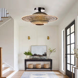 Load image into Gallery viewer, Black Bamboo Ceiling Light Flying Saucer Chandelier