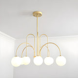 Load image into Gallery viewer, Modern Iron Chandelier with White Glass Shade