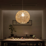 Load image into Gallery viewer, Modern Design Hand-Woven Spherical Rattan Hanging Lamp