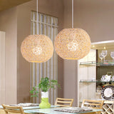 Load image into Gallery viewer, Modern Design Hand-Woven Spherical Rattan Hanging Lamp