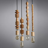 Load image into Gallery viewer, Modern Solid Wood Bead Chain Hanging Pendant Lights
