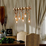 Load image into Gallery viewer, Industrial Vintage Island Pendant Light with Rope Wood Decoration