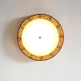 Load image into Gallery viewer, Wood Wicker Compact Flush Mount Lighting