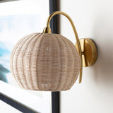 Load image into Gallery viewer, Rattan Lantern Shape Hanging Wall Sconce